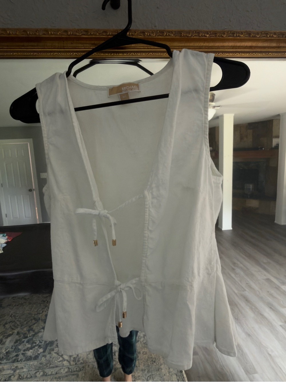 Michael Kors White Sleeveless Tie-Front Tunic